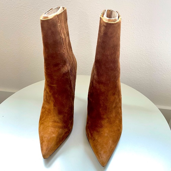 Veronica Beard Lisa Suede Stiletto Anke Booties, Brown, Size 7.5 - Picture 3 of 6